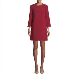 Kate Spade Burgundy Shift Dress – Scalloped Detail, Size 2 (Fits Small)